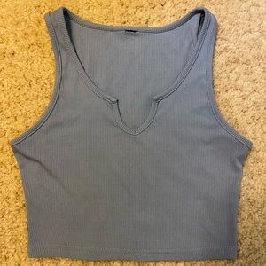Blue Ribbed Tank Top